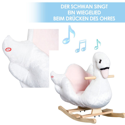 Rootz Rocking Animal Swan - Pink, White - Plush, Wood, Steel - 23.62 cm x 12.59 cm x 21.65 cm