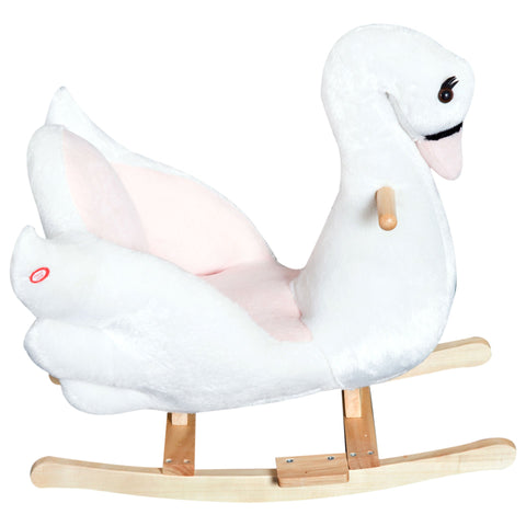 Rootz Rocking Animal Swan - Pink, White - Plush, Wood, Steel - 23.62 cm x 12.59 cm x 21.65 cm