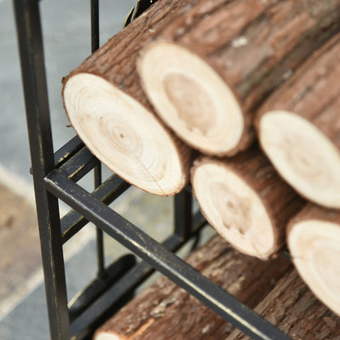 Rootz Firewood Stand With Fireplace Tools - Gold - Iron - 20.27 cm x 12.99 cm x 30.31 cm