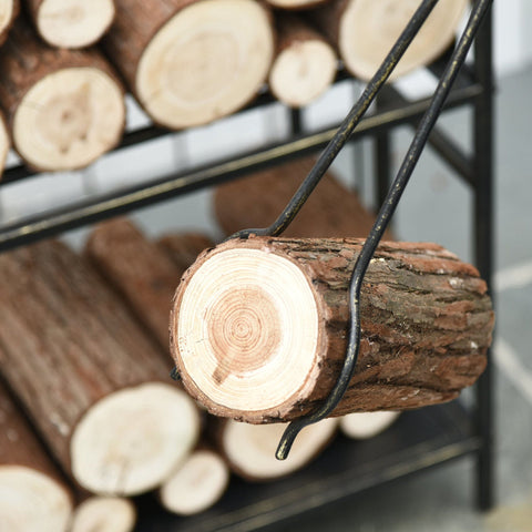 Rootz Firewood Stand With Fireplace Tools - Gold - Iron - 20.27 cm x 12.99 cm x 30.31 cm