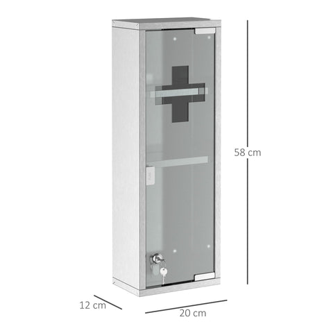 Rootz Medicine Cabinet - Silver - Stainless Steel, Glass - 7.87 cm x 4.72 cm x 22.83 cm