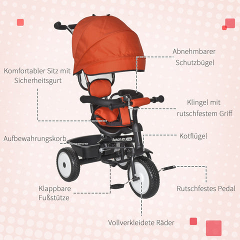 Rootz 2 in 1 Children's Tricycle - Red, Black - Metal, Plastic, Fabric - 30.7 cm x 18.5 cm x 38.97 cm