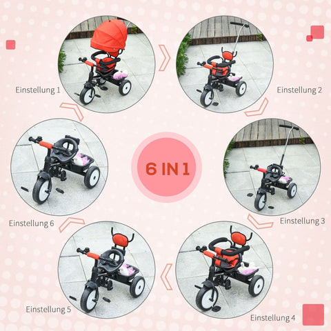 Rootz 2 in 1 Children's Tricycle - Red, Black - Metal, Plastic, Fabric - 30.7 cm x 18.5 cm x 38.97 cm