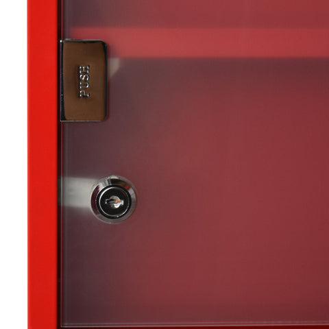 Rootz Medicine Cabinet - Red - Steel, Glass - 9.84 cm x 4.72 cm x 18.89 cm