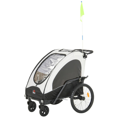 Rootz 3 in 1 Children's Trailer Jogger - White, Black - Aluminium, Oxford, Rubber - 59.05 cm x 33.46 cm x 42.12 cm