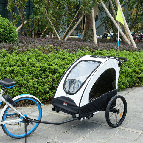 Rootz 3 in 1 Children's Trailer Jogger - White, Black - Aluminium, Oxford, Rubber - 59.05 cm x 33.46 cm x 42.12 cm