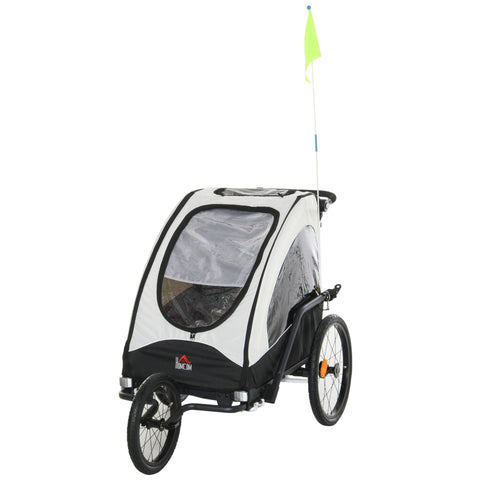 Rootz 3 in 1 Children's Trailer Jogger - White, Black - Aluminium, Oxford, Rubber - 59.05 cm x 33.46 cm x 42.12 cm