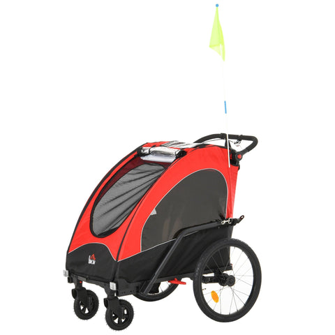 Rootz 3 in 1 Children's Trailer Jogger - Red, Black - Aluminium, Oxford, Rubber - 59.05 cm x 33.46 cm x 42.12 cm