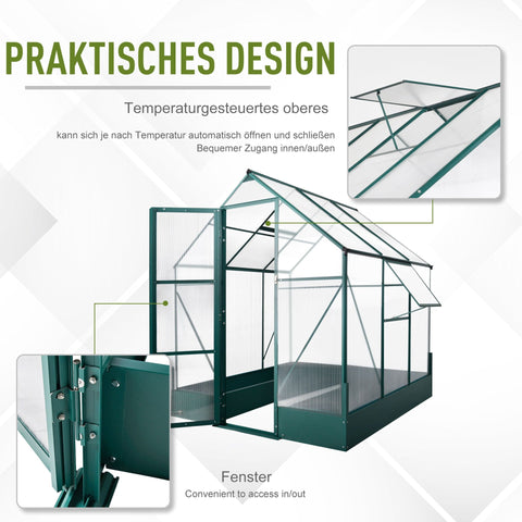 Rootz Greenhouse For The Garden - Transparent, Green - Pc, Aluminum - 74.8 cm x 74.8 cm x 86.61 cm