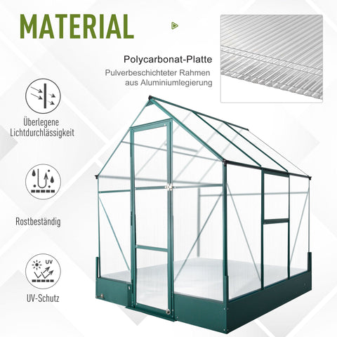Rootz Greenhouse For The Garden - Transparent, Green - Pc, Aluminum - 74.8 cm x 74.8 cm x 86.61 cm