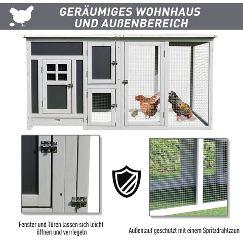 Rootz Hühnerstall – Grau, Weiß – Fichte – 62,99 cm x 29,52 cm x 31,49 cm