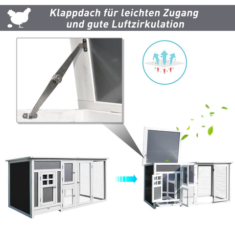 Rootz Hühnerstall – Grau, Weiß – Fichte – 62,99 cm x 29,52 cm x 31,49 cm