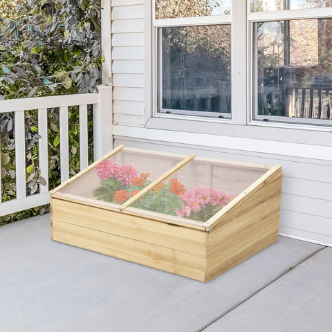 Rootz Gewächshaus-Frühbeet aus Holz – Natur – Holm, PC-Platte – 39,37 cm x 19,68 cm x 13,77 cm