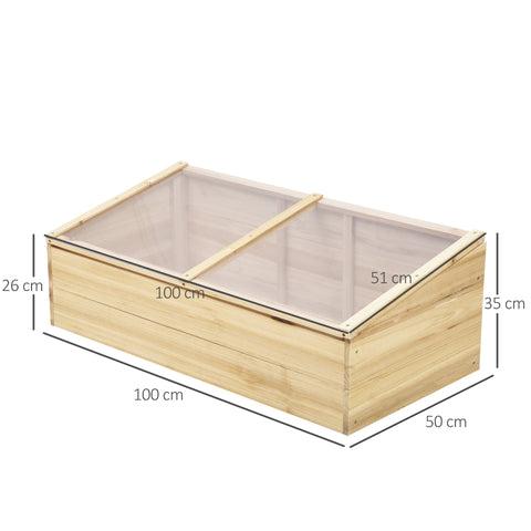Rootz Gewächshaus-Frühbeet aus Holz – Natur – Holm, PC-Platte – 39,37 cm x 19,68 cm x 13,77 cm