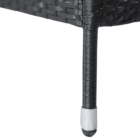 Rootz Poly Rattan Lounge Garden Bench - Black, Beige - Polyrattan, Steel, Glass - 52.36 cm x 24.8 cm x 33.07 cm