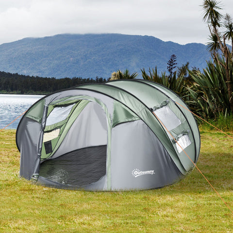 Rootz Camping Tent - Groen, Donkergroen, Grijs - Polyester, Glasvezel, Mesh - 103,74 cm x 86,61 cm x 48,42 cm