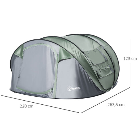 Rootz Camping Tent - Groen, Donkergroen, Grijs - Polyester, Glasvezel, Mesh - 103,74 cm x 86,61 cm x 48,42 cm