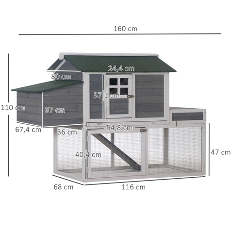 Rootz Kippenhok - Grijs - Hout, Metaal - 62,99 cm x 31,49 cm x 43,3 cm