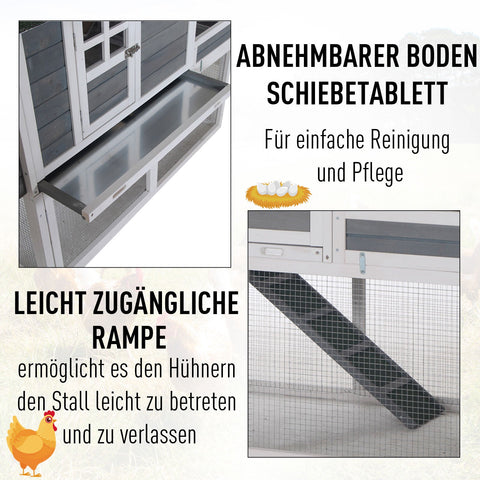 Rootz Kippenhok - Grijs - Hout, Metaal - 62,99 cm x 31,49 cm x 43,3 cm