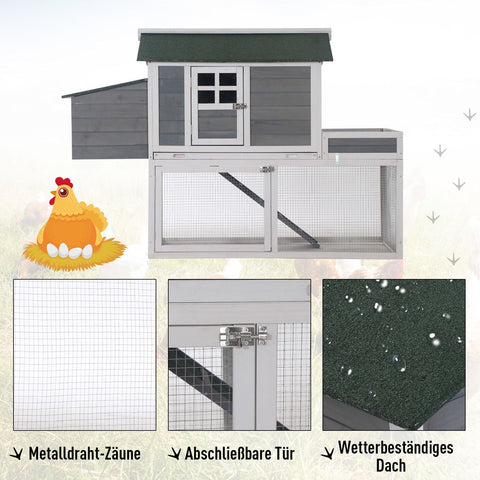 Rootz Kippenhok - Grijs - Hout, Metaal - 62,99 cm x 31,49 cm x 43,3 cm