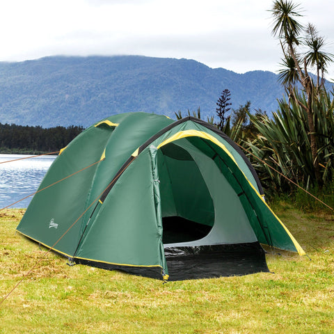 Rootz Camping Tent - Green, Yellow - Polyester, Pe, Fiberglass - 127.95 cm x 72.04 cm x 51.18 cm