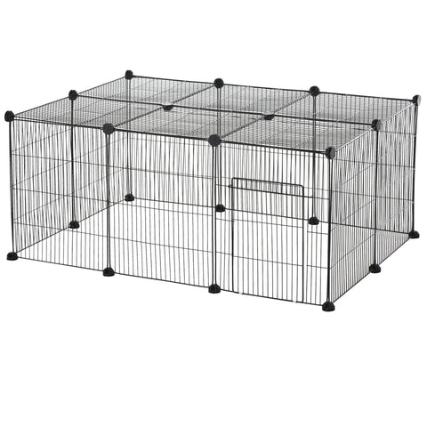 Rootz Small Animal Enclosure - Black - Metal - 41.33 cm x 27.55 cm x 17.71 cm