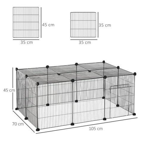Rootz Small Animal Enclosure - Black - Metal - 41.33 cm x 27.55 cm x 17.71 cm