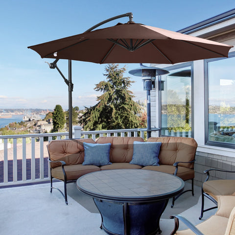 Rootz Sun Garden Ampelschirm – Kaffee – Stahl, Polyester – 1,18 cm x 1,18 cm x 0,98 cm