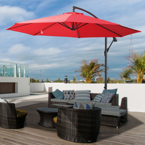 Rootz Sun Garden Cantilever Parasol - Rood - Staal, Polyester - 1,18 cm x 1,18 cm x 0,98 cm
