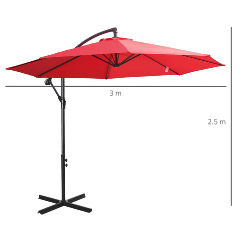 Rootz Sun Garden Cantilever Parasol - Rood - Staal, Polyester - 1,18 cm x 1,18 cm x 0,98 cm