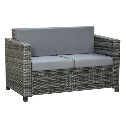 Rootz Poly Rattan Sofa - Gray - Metal, Pe, Polyester - 51.18 cm x 27.55 cm x 31.49 cm