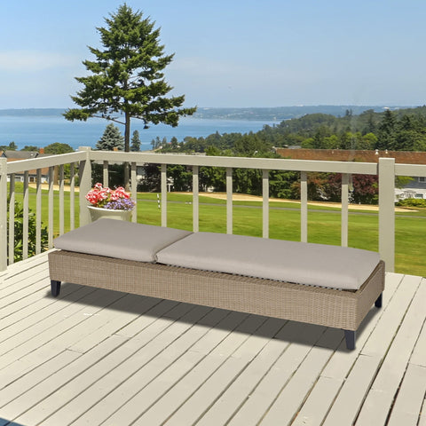 Rootz Rattan Lounger - Beige, Cream - Steel, Rattan, Polyester - 28.34 cm x 77.95 cm x 11.81 cm