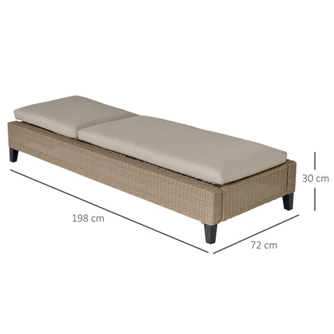 Rootz Rattan Lounger - Beige, Cream - Steel, Rattan, Polyester - 28.34 cm x 77.95 cm x 11.81 cm