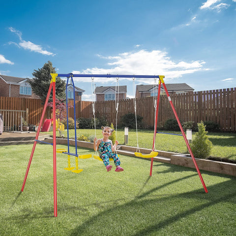 Rootz Kinderschaukel – Rot, Gelb, Blau – Metall, Pe – 114,17 cm x 70,86 cm x 77,16 cm