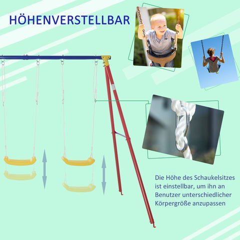 Rootz Kinderschaukel – Rot, Gelb, Blau – Metall, Pe – 114,17 cm x 70,86 cm x 77,16 cm