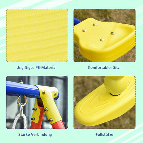 Rootz Kinderschaukel – Rot, Gelb, Blau – Metall, Pe – 114,17 cm x 70,86 cm x 77,16 cm