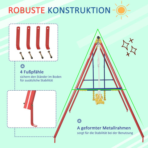 Rootz Kinderschaukel – Rot, Gelb, Blau – Metall, Pe – 114,17 cm x 70,86 cm x 77,16 cm