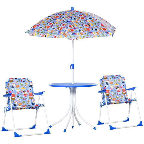 Rootz 4-delige Kinderzitgroep Tuintafel - Blauw - Metaal, Polyester - 19,68 cm x 19,68 cm x 18,11 cm