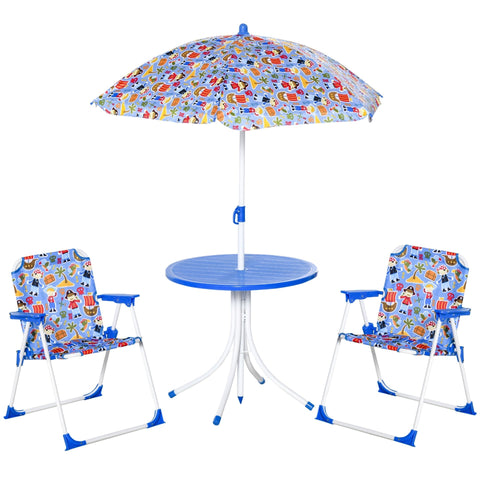 Rootz 4-delige Kinderzitgroep Tuintafel - Blauw - Metaal, Polyester - 19,68 cm x 19,68 cm x 18,11 cm