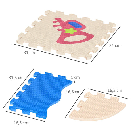Rootz Kinderspielteppich – Blau, Orange, Braun – Eva – 47,24 cm x 35,62 cm x 6,49 cm
