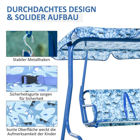 Rootz Kinderschaukelspielplatz – Blau – Metall, Polyester – 43,3 cm x 27,55 cm x 43,3 cm