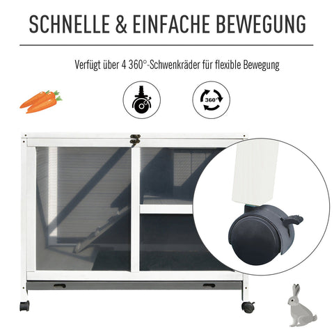 Rootz Rabbit Hutch Double Decker - Gray - Spruce Wood, Glass, Abs - 36.02cm x 20.98cm x 28.74cm