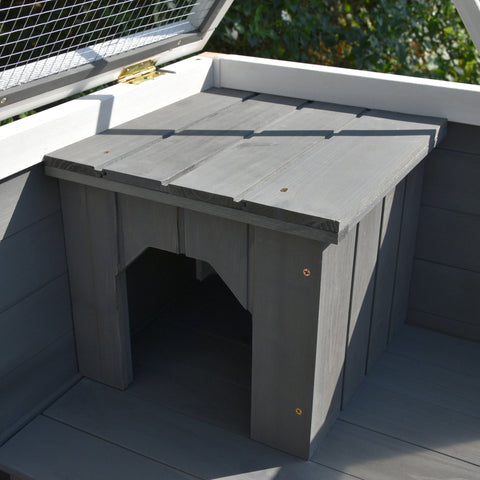 Rootz Rabbit Hutch Double Decker - Gray - Spruce Wood, Glass, Abs - 36.02cm x 20.98cm x 28.74cm