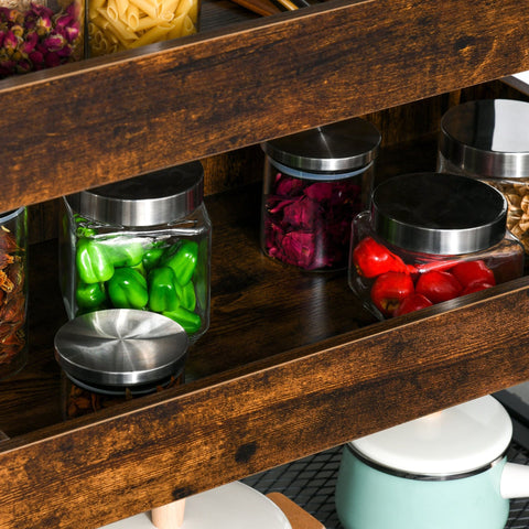 Rootz Sikkel Kitchen trolley serving trolley - Rustic Brown - Engineered wood, Metal - 31.5 cm x 15.75 cm x 35.43 cm