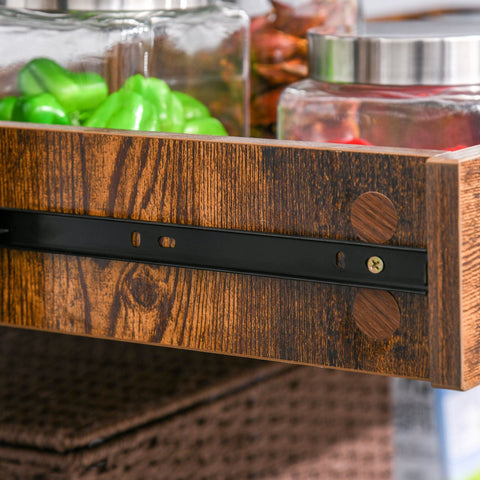 Rootz Sikkel Kitchen trolley serving trolley - Rustic Brown - Engineered wood, Metal - 31.5 cm x 15.75 cm x 35.43 cm