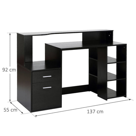 Rootz Desk Computer Table - Black - Manufactured Wood, Metal - 53.93 cm x 21.65 cm x 36.22 cm