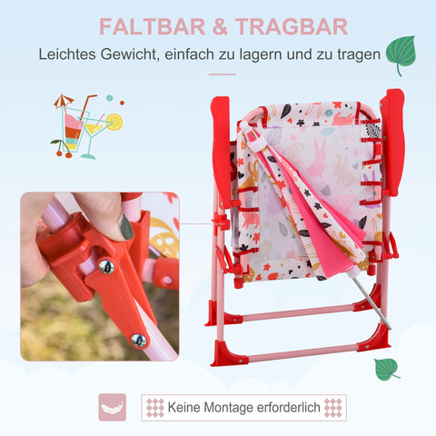 Rootz Children's camping chair - Red - Metal, Polyester - 15.35 cm x 15.35 cm x 20.47 cm