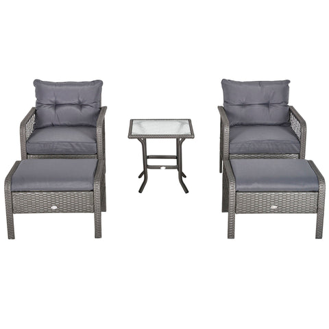 Rootz Sofa with Pouf - Gray - Pe, Steel - cm x 22.44 cm x 44.09 cm