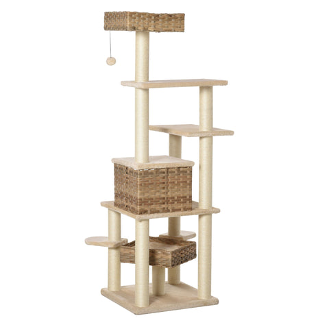Rootz Krabpaal - Beige, Bruin - Engineered Wood, Pluche, Sisal - 21,65 cm x 21,65 cm x 68,5 cm