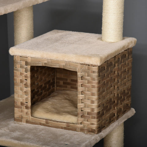Rootz Krabpaal - Beige, Bruin - Engineered Wood, Pluche, Sisal - 21,65 cm x 21,65 cm x 68,5 cm